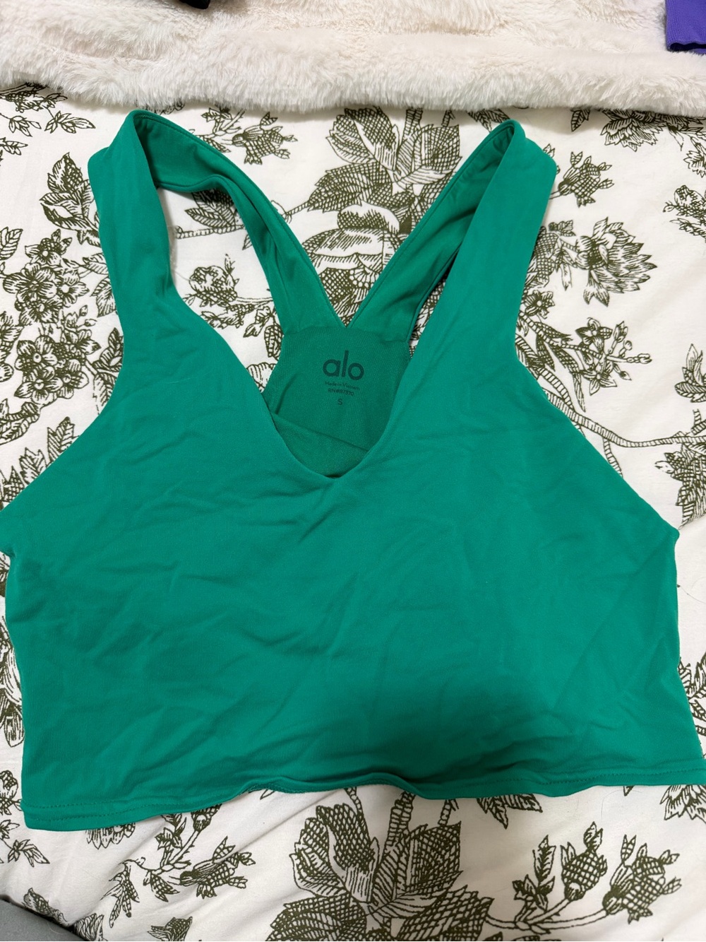 ALO Yoga Teal Green V-Neck Racerback Sports Bra
